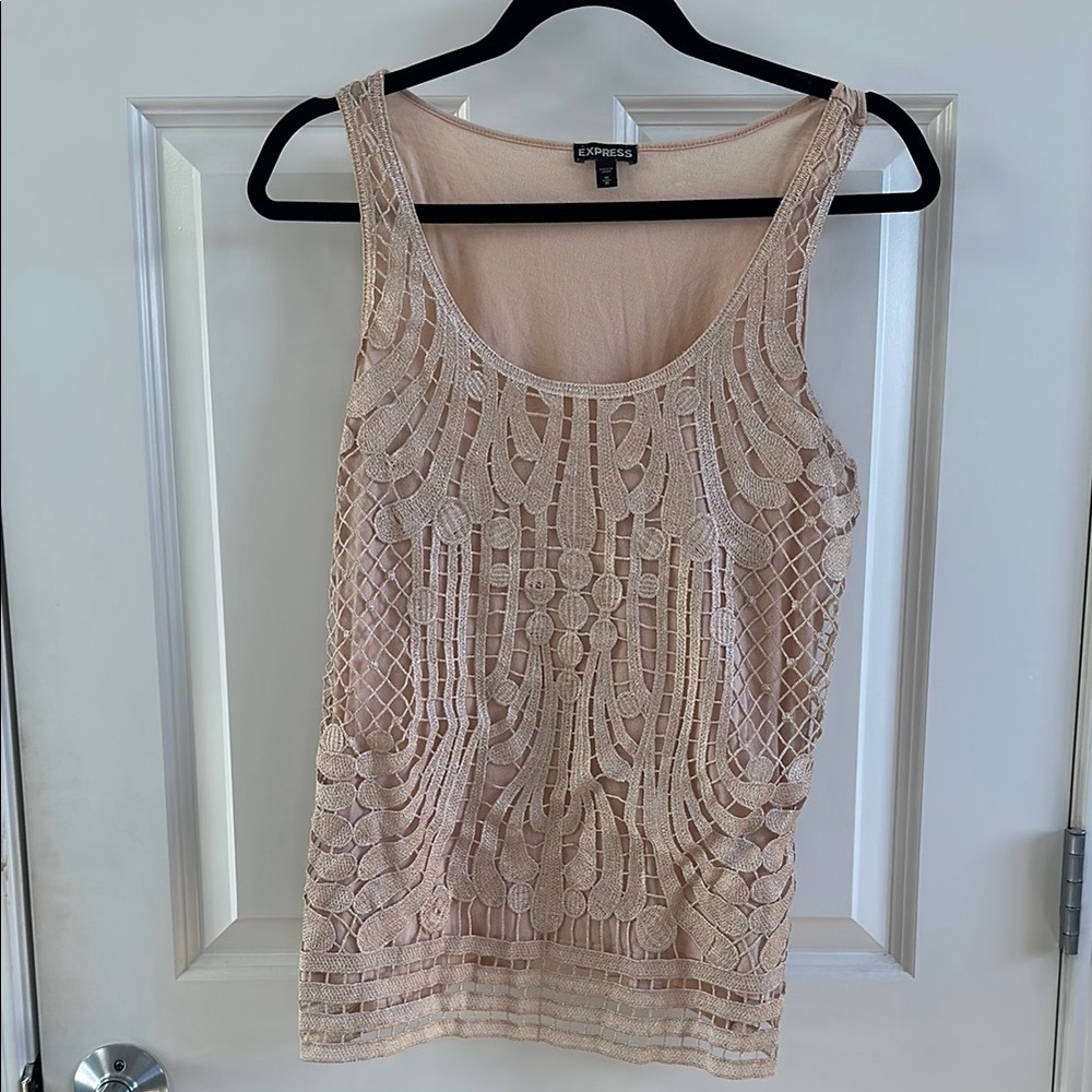 Express Beige Lace Tank Top (M)